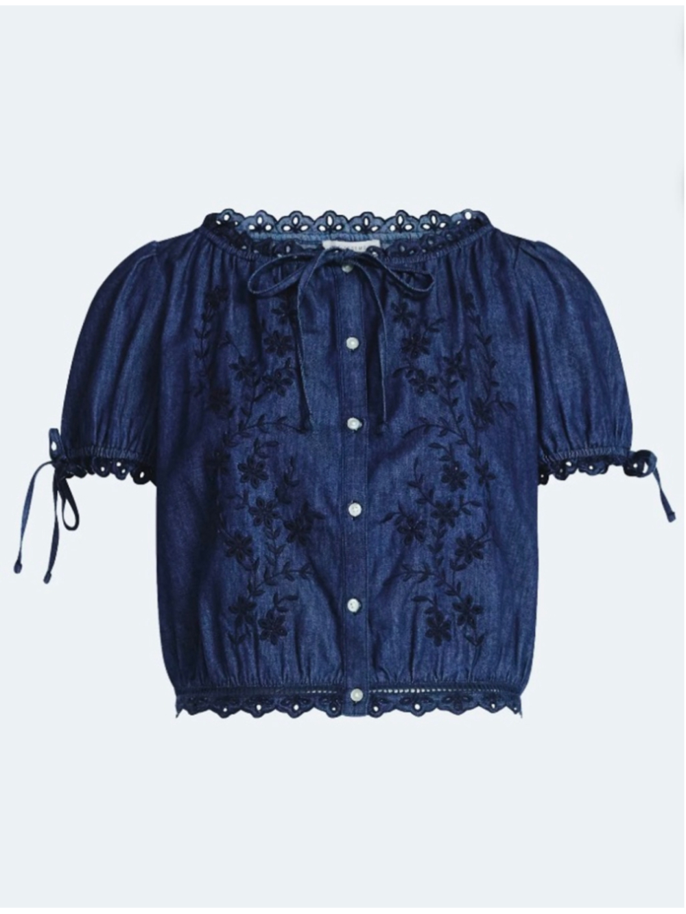 Free Assembly denim cropped blouse - Picture 2 of 5